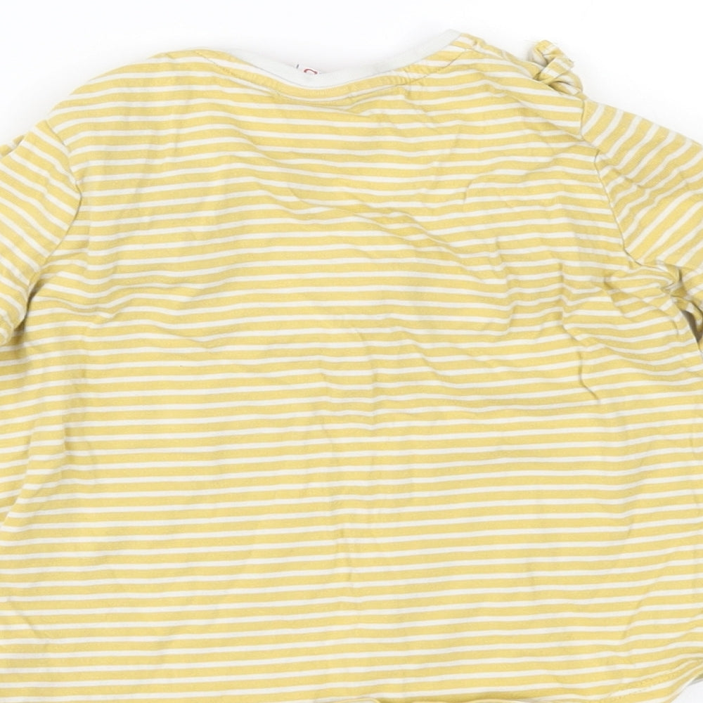 Brand and care label for Mini Club girls’ yellow striped basic, size 2-3, years