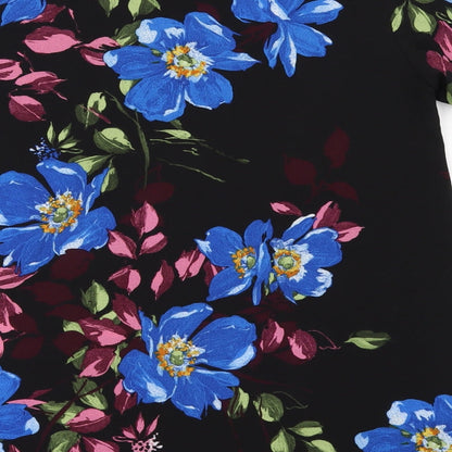 Villa Womens Black Floral  Tunic Blouse Size 6