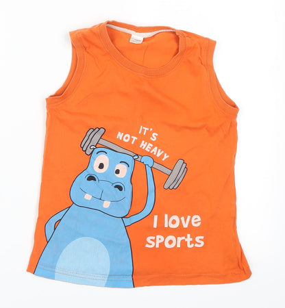 LC Waikiki Boys Orange   Basic Tank Size 6-7 Years  - It's Not Heavy I Love Sports