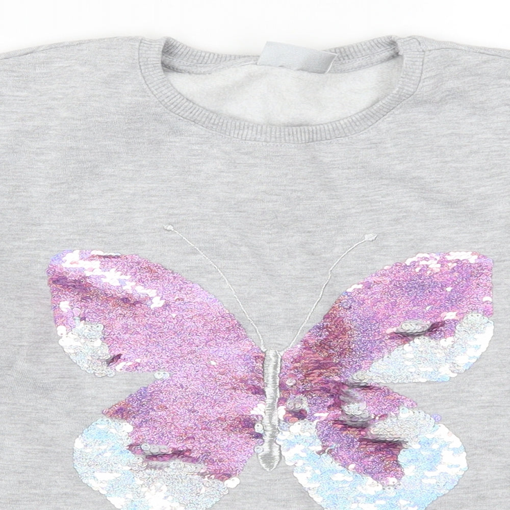 Matalan Girls Grey   Pullover Sweatshirt Size 12 Years  - Butterfly