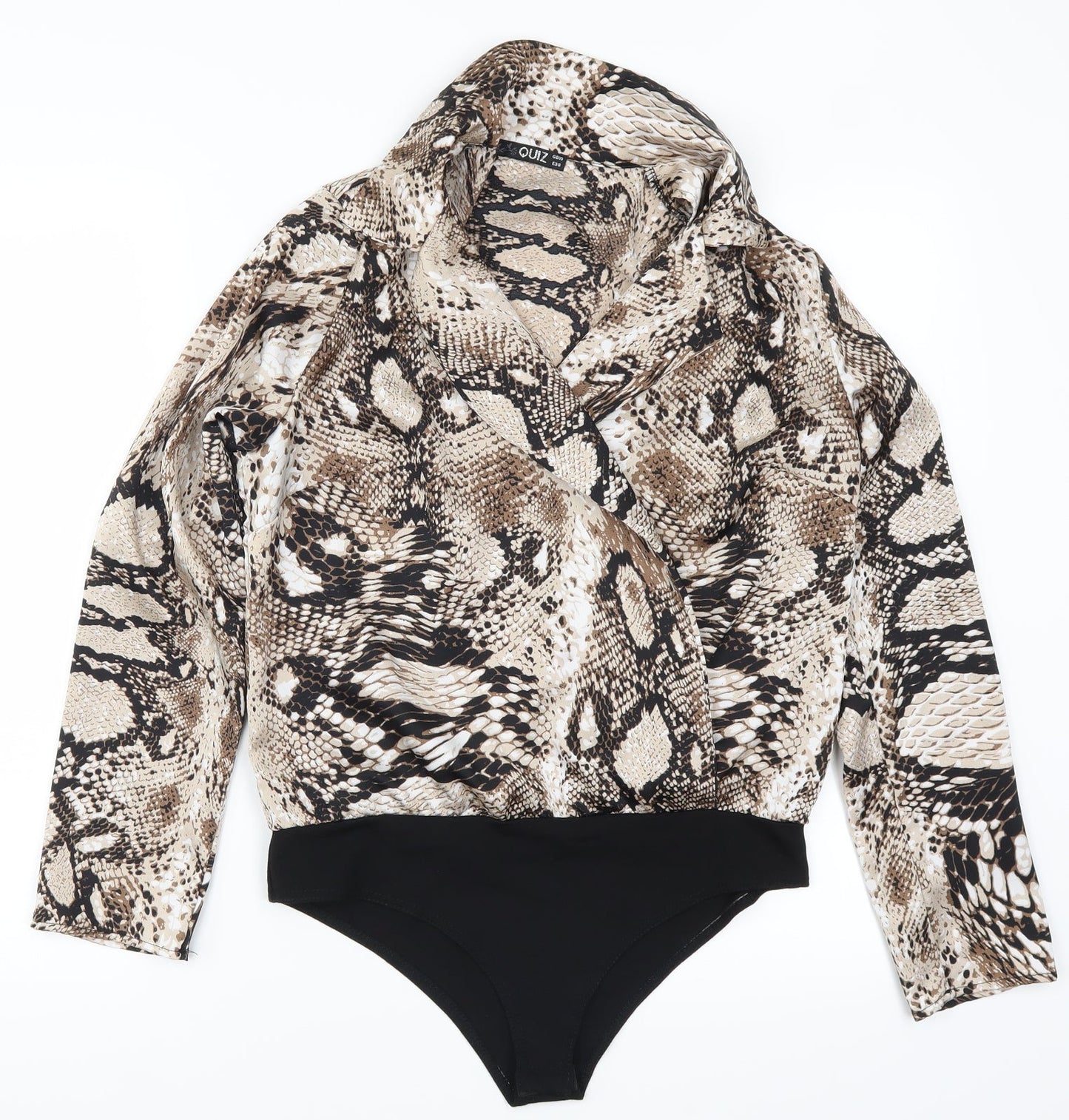 Quiz Womens Brown Animal Print  Bodysuit One-Piece Size 10