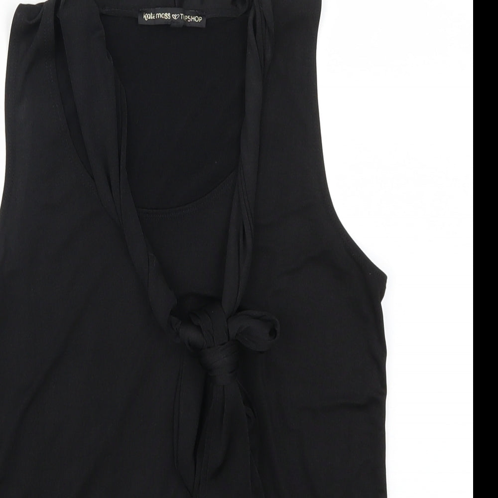 Womens UK Size 10 Topshop Black Basic Tank