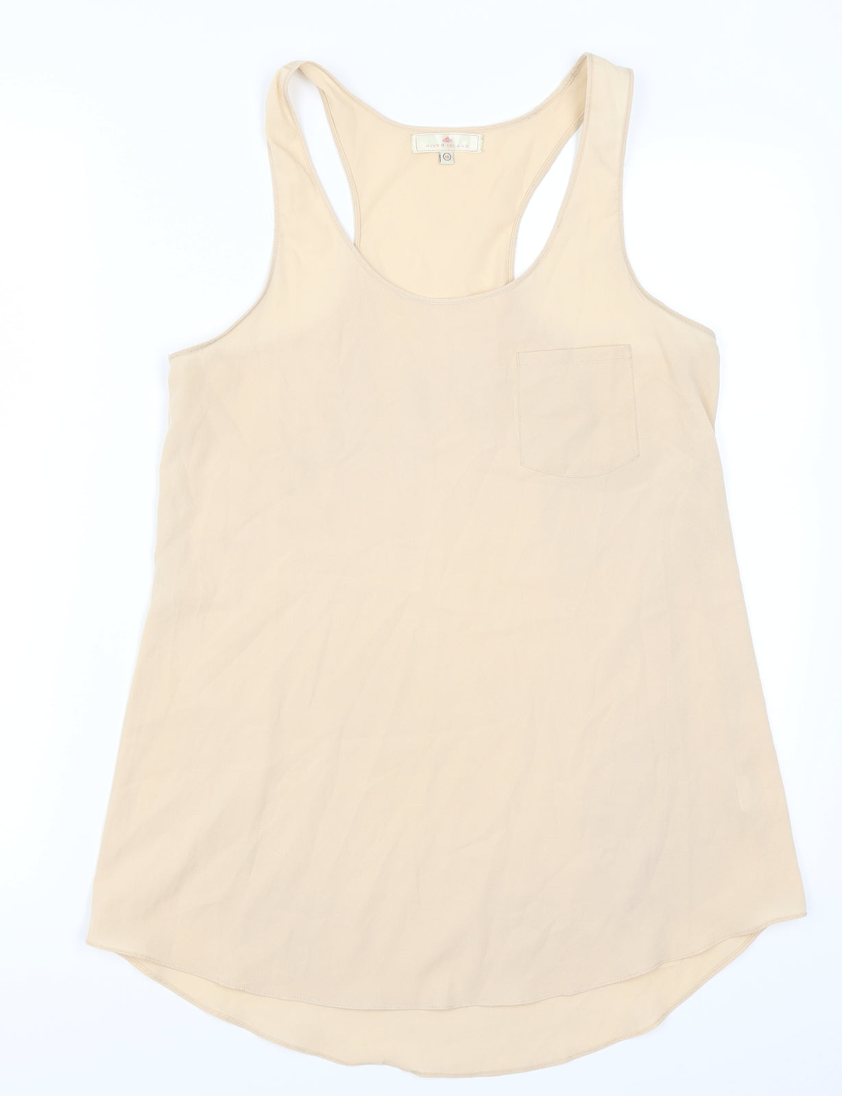 Womens UK Size 10 River Island Beige Basic Tank