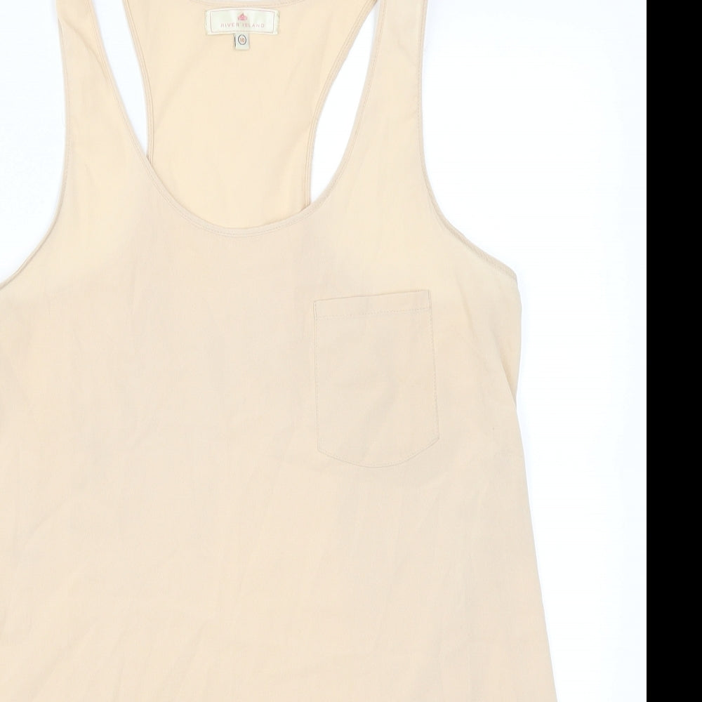 Womens UK Size 10 River Island Beige Basic Tank