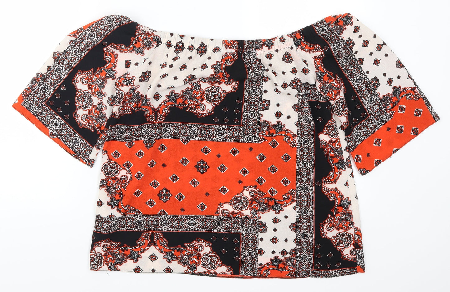 F&F Womens Red Geometric  Basic Blouse Size 10