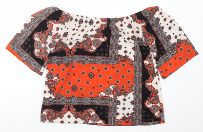 F&F Womens Red Geometric  Basic Blouse Size 10