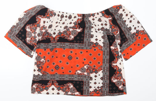 F&F Womens Red Geometric  Basic Blouse Size 10