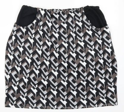 Polka Got Womens Grey Geometric  A-Line Skirt Size 36