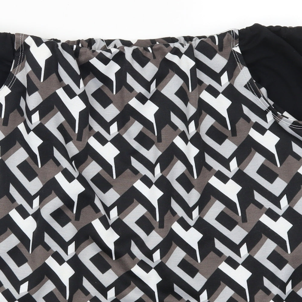 Polka Got Womens Grey Geometric  A-Line Skirt Size 36