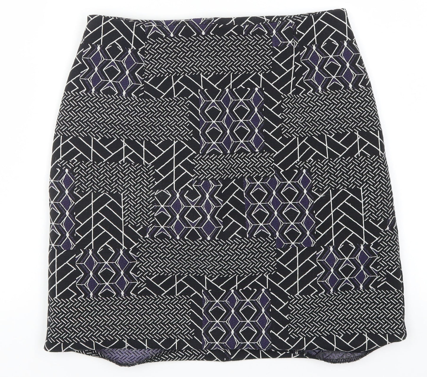 New Look Womens Blue Geometric  A-Line Skirt Size 6