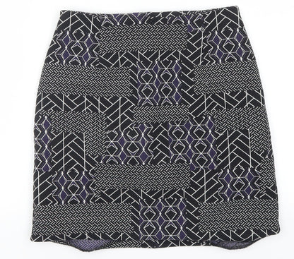 New Look Womens Blue Geometric  A-Line Skirt Size 6