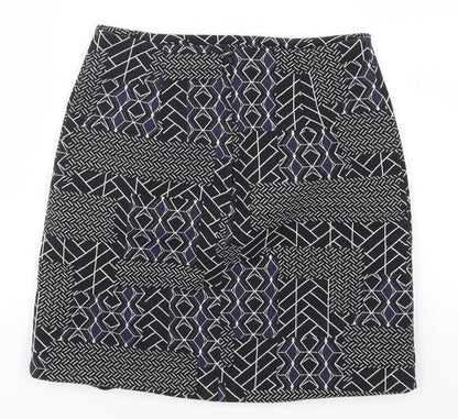 New Look Womens Blue Geometric  A-Line Skirt Size 6
