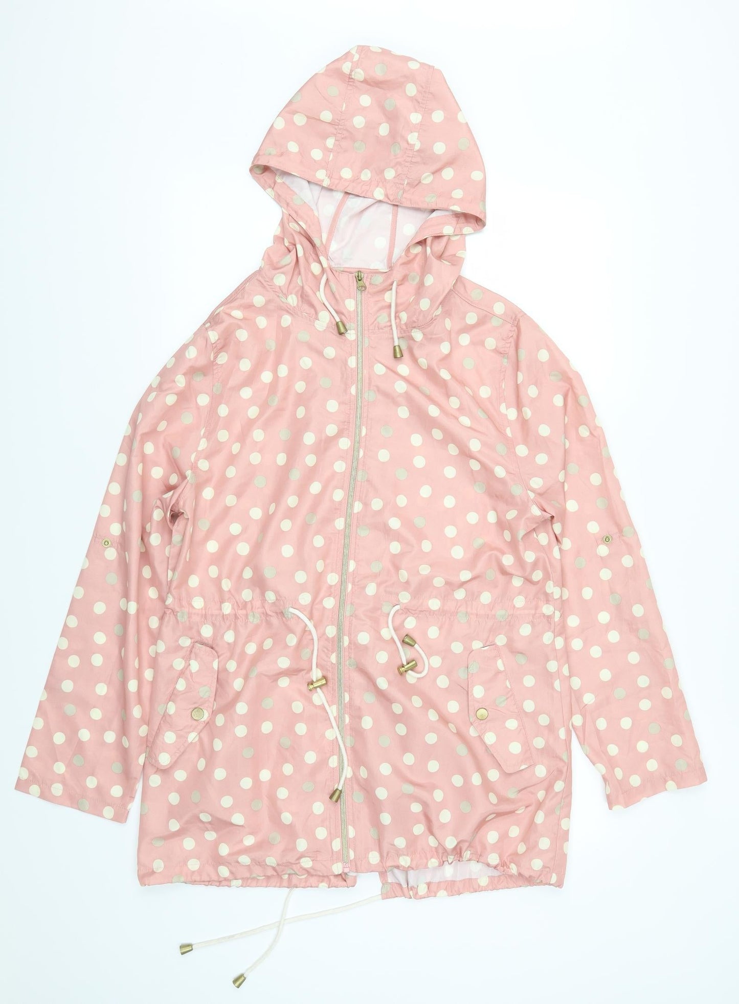 Atmosphere Womens Pink Polka Dot  Parka Coat Size 10