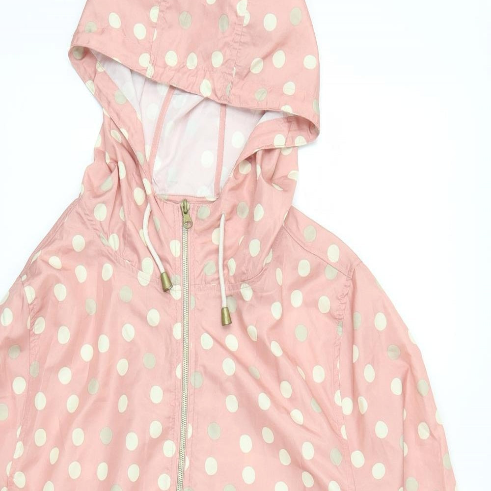 Atmosphere Womens Pink Polka Dot  Parka Coat Size 10