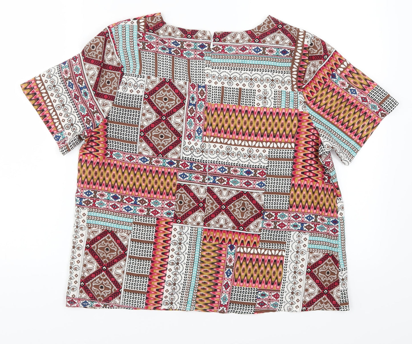 Boohoo Womens Pink Geometric  Basic Blouse Size 8