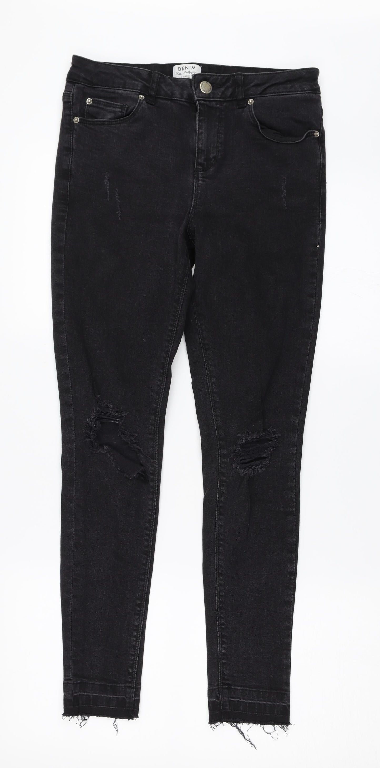 Miss Selfridge Womens Black  Denim Skinny Jeans Size 8 L27 in