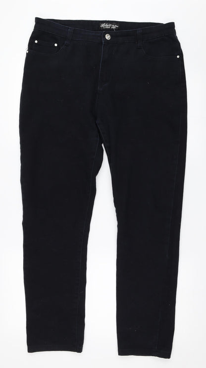 Blue Fashion Womens Black  Denim Straight Jeans Size 34 in L29 in