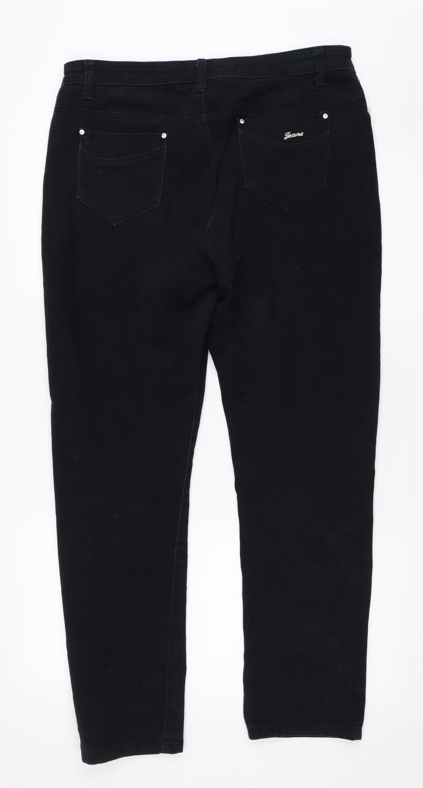 Blue Fashion Womens Black  Denim Straight Jeans Size 34 in L29 in