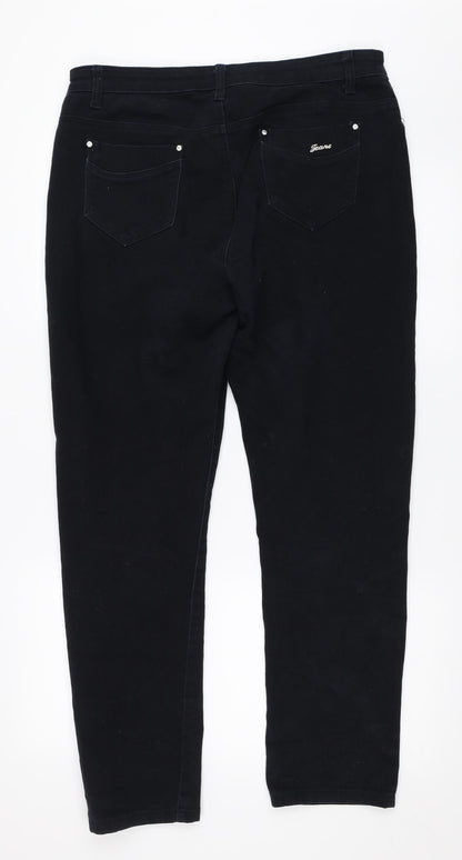Blue Fashion Womens Black  Denim Straight Jeans Size 34 in L29 in