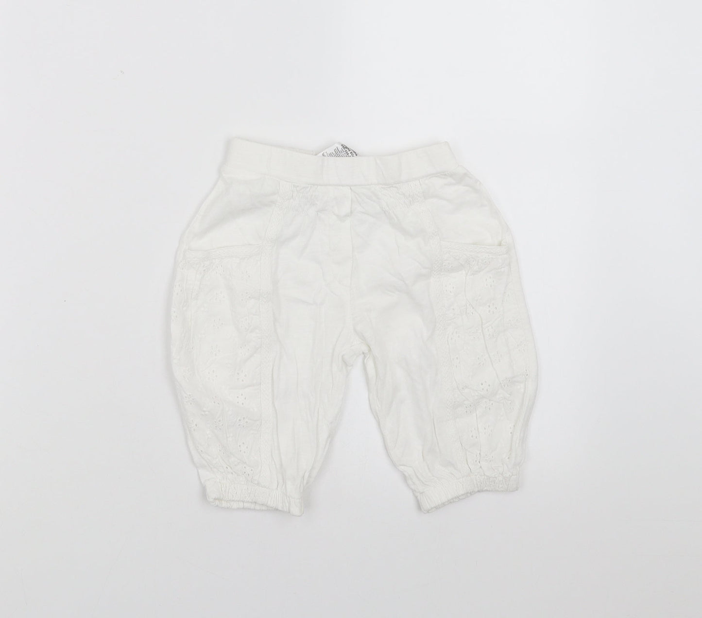 NEXT Girls White    Trousers Size 9-12 Months  - crochet detail