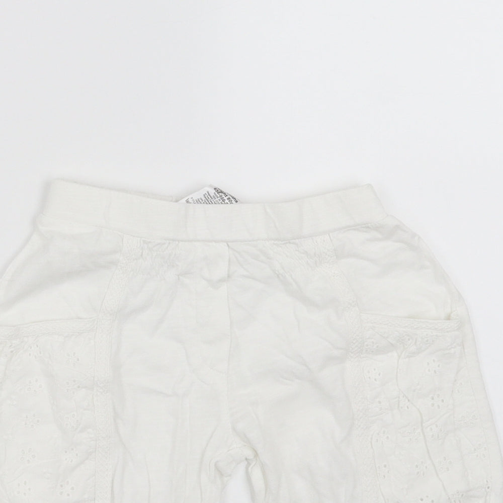 NEXT Girls White    Trousers Size 9-12 Months  - crochet detail