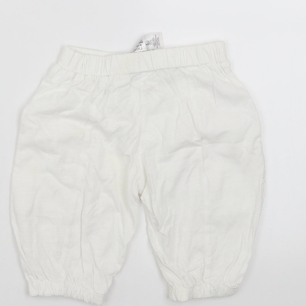 NEXT Girls White    Trousers Size 9-12 Months  - crochet detail