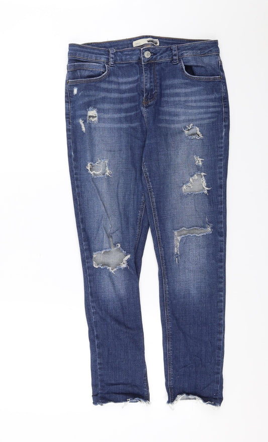 Topshop Womens Blue  Denim Skinny Jeans Size 30 in L26 in - Distressed