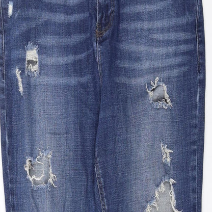 Topshop Womens Blue  Denim Skinny Jeans Size 30 in L26 in - Distressed