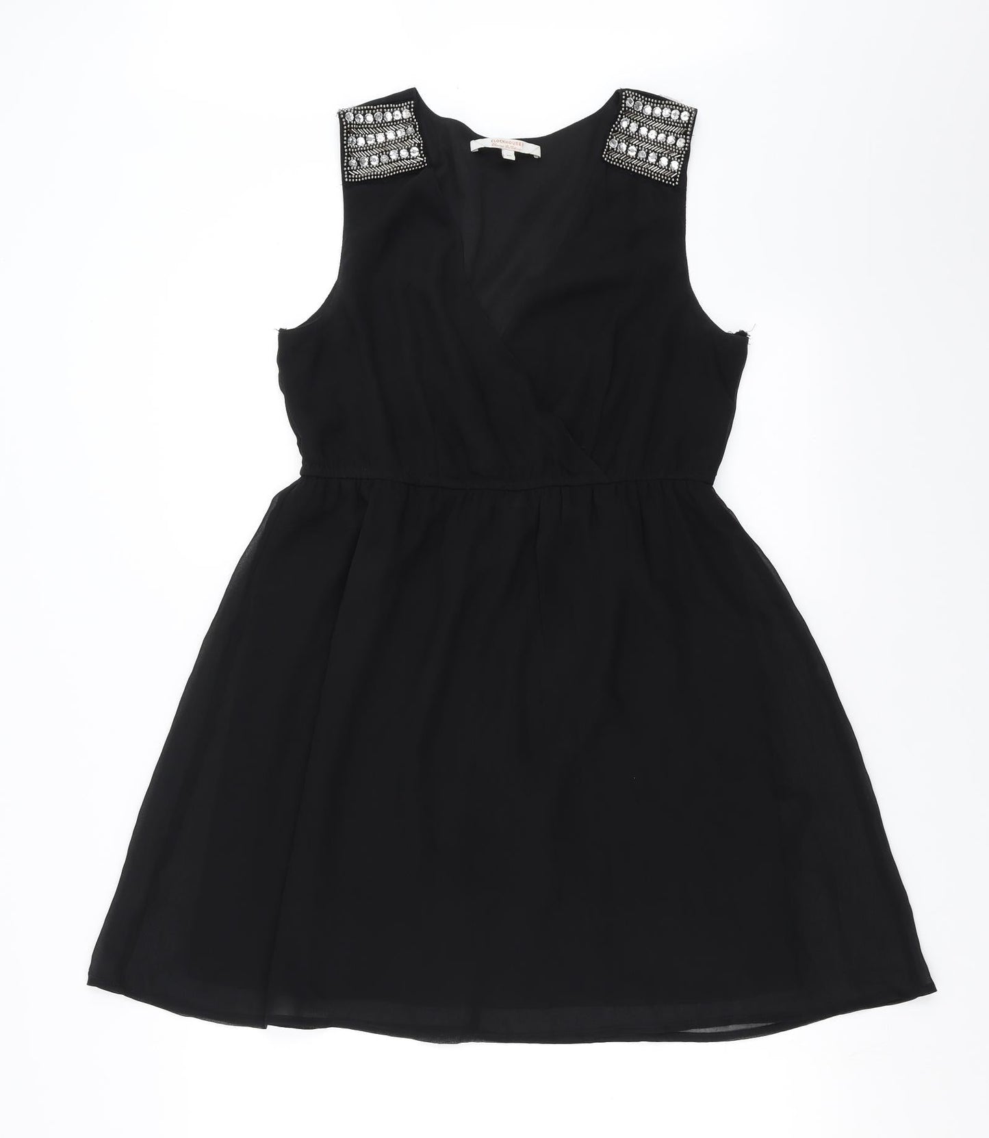 Clockhouse Womens Black   Fit & Flare  Size 12  - beaded shoulder