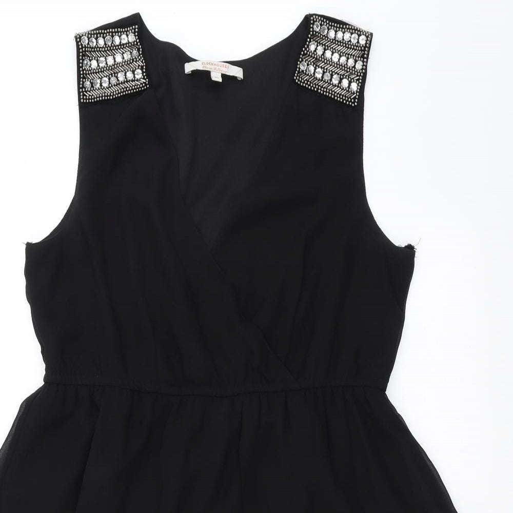 Clockhouse Womens Black   Fit & Flare  Size 12  - beaded shoulder