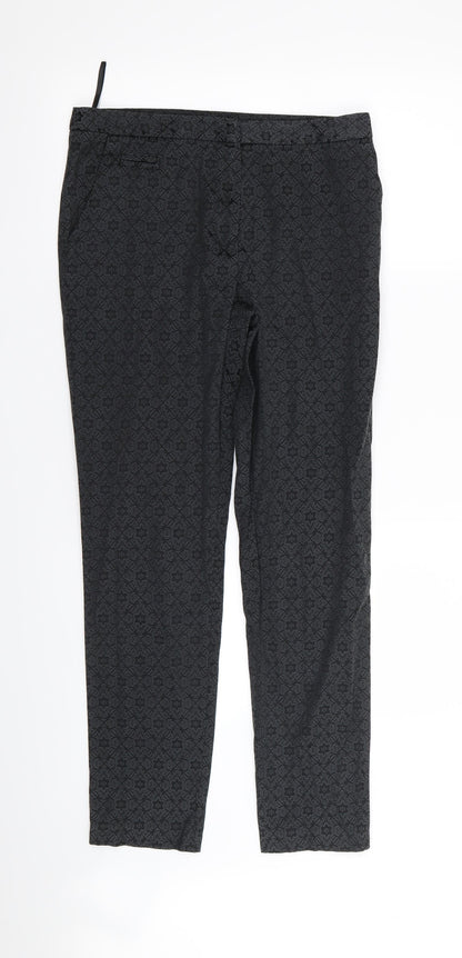 Primark Womens Black Floral  Trousers  Size 8 L29 in
