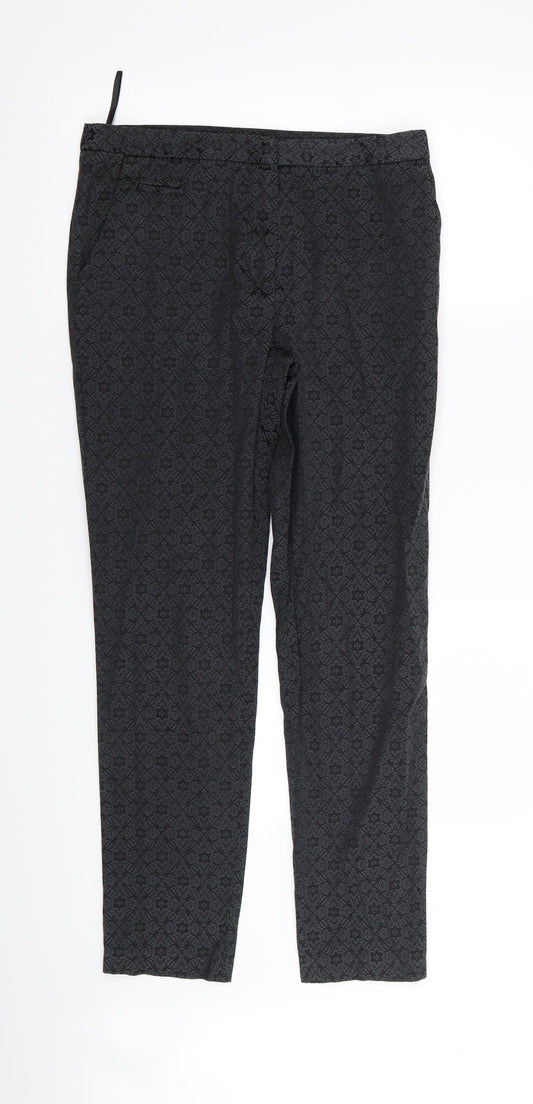 Primark Womens Black Floral  Trousers  Size 8 L29 in