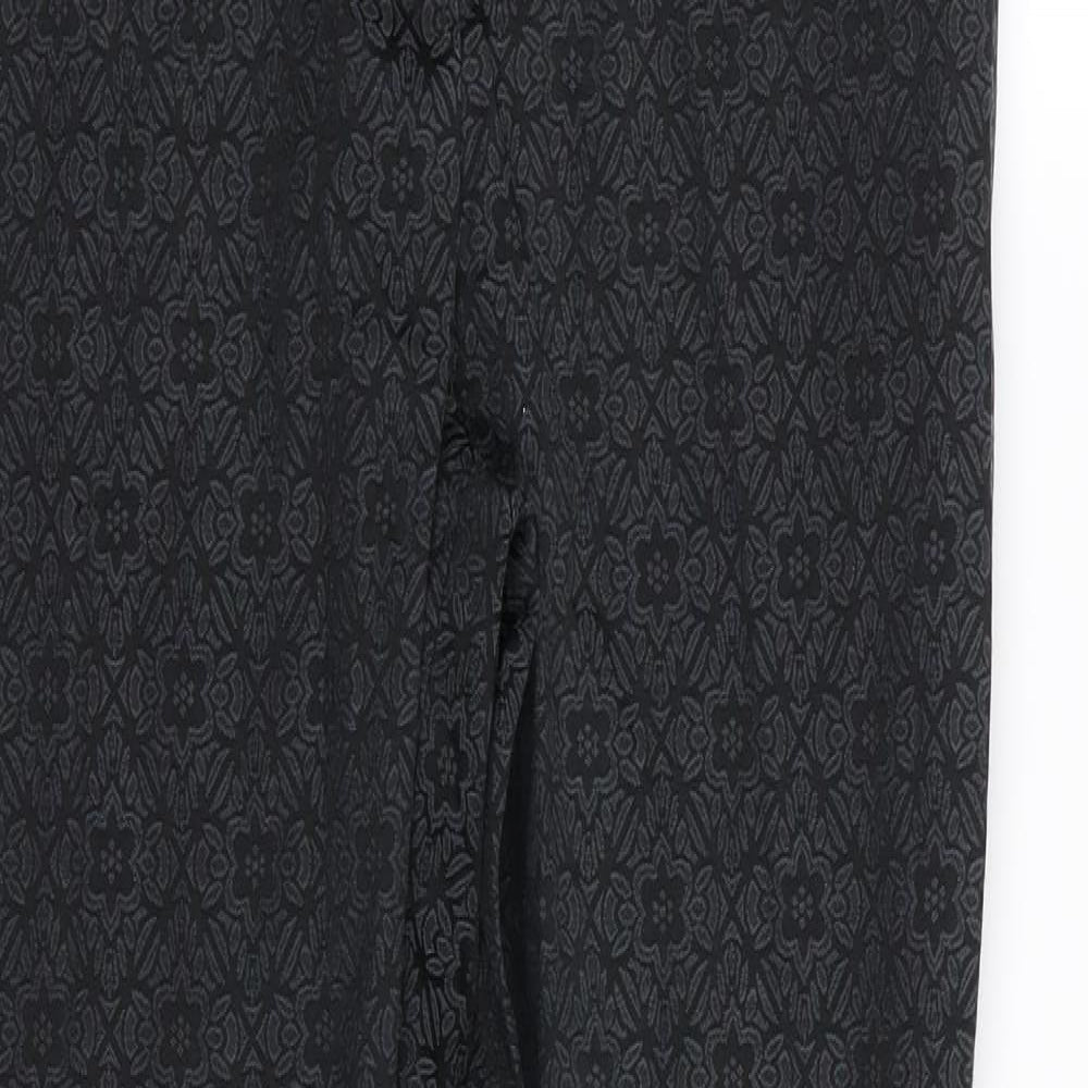 Primark Womens Black Floral  Trousers  Size 8 L29 in