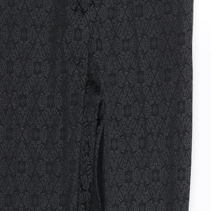 Primark Womens Black Floral  Trousers  Size 8 L29 in
