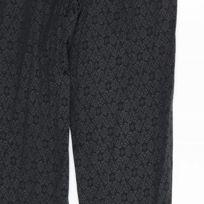 Primark Womens Black Floral  Trousers  Size 8 L29 in