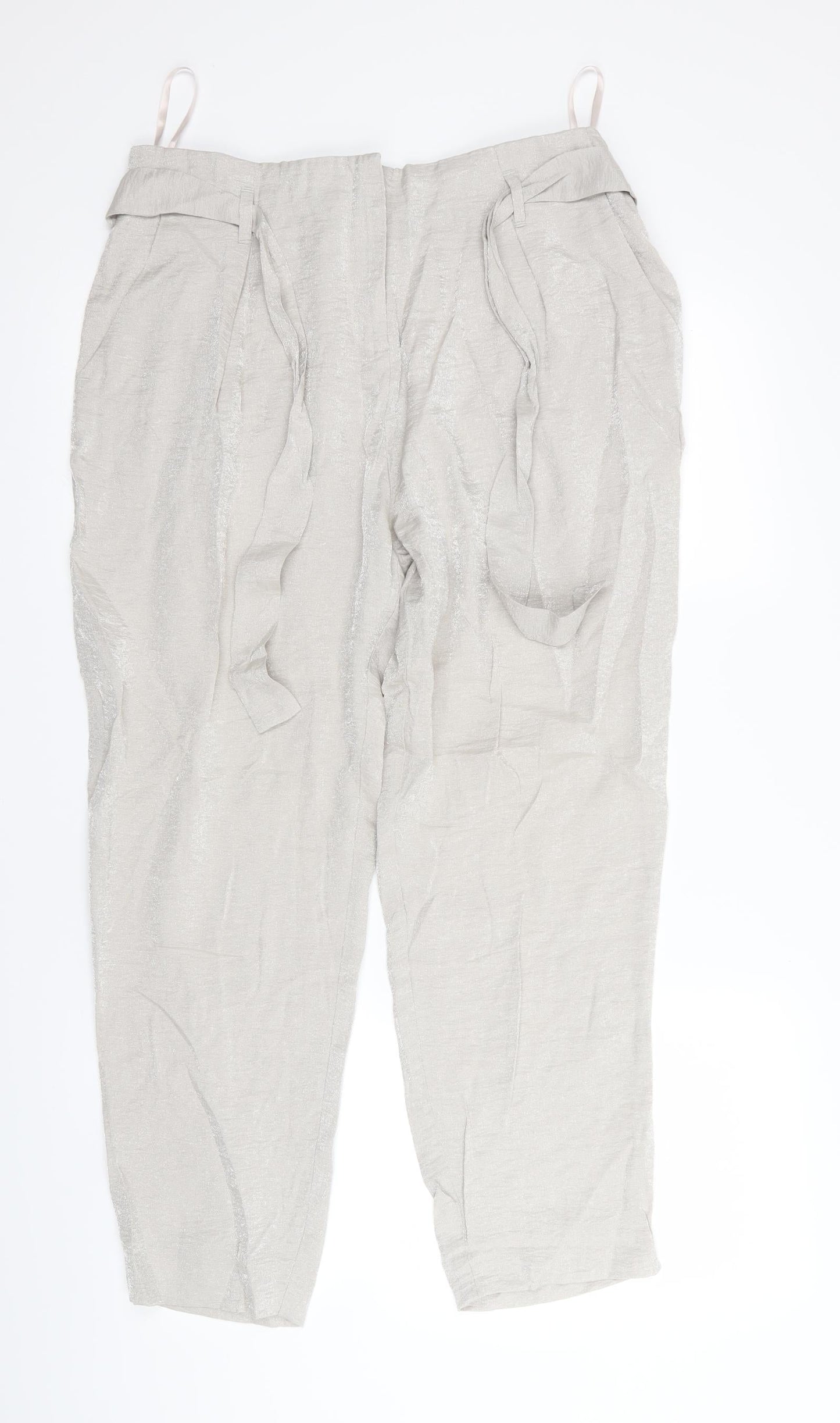 Womens UK Size 14 River Island Regular Fit  Silver Trousers