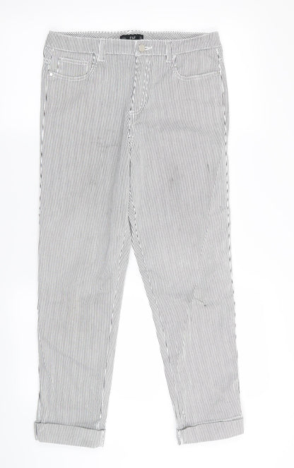 F&F Womens White Striped  Trousers  Size 10 L26 in