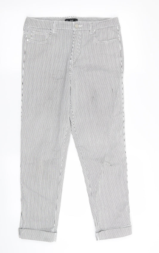 F&F Womens White Striped  Trousers  Size 10 L26 in