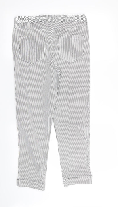 F&F Womens White Striped  Trousers  Size 10 L26 in