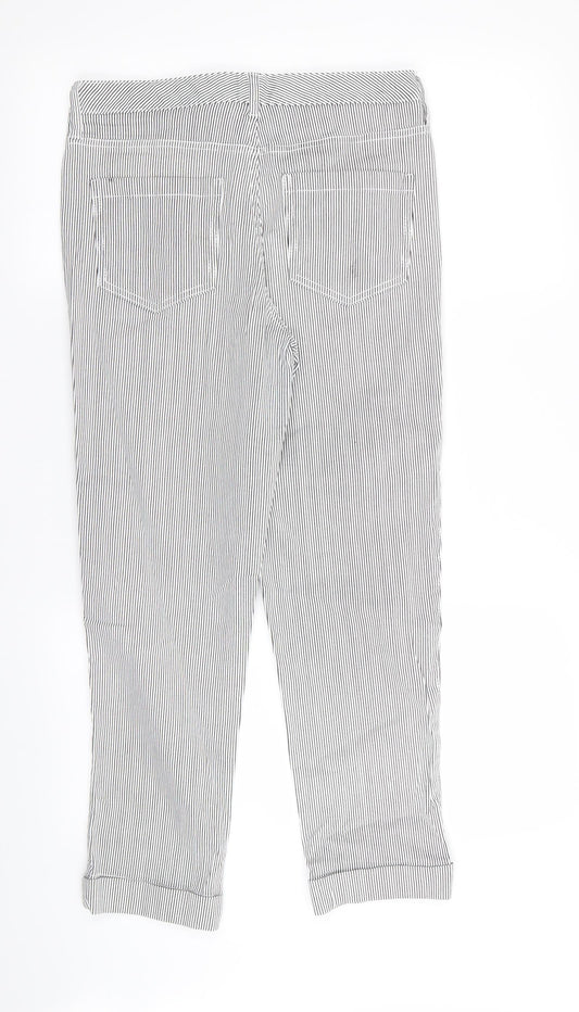 F&F Womens White Striped  Trousers  Size 10 L26 in