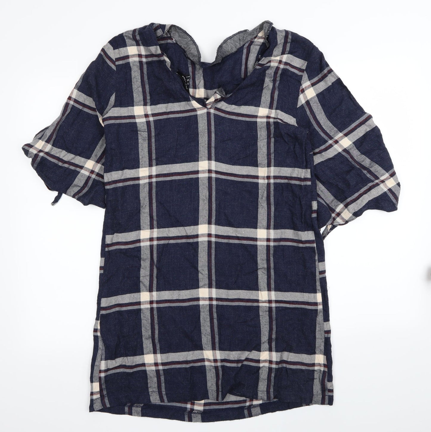 New Look Womens Blue Check  Fit & Flare  Size 10