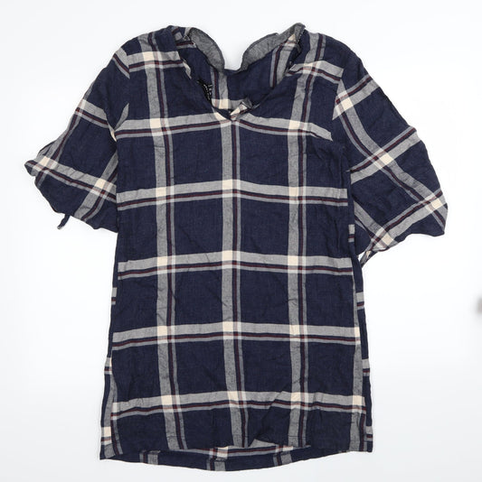 New Look Womens Blue Check  Fit & Flare  Size 10