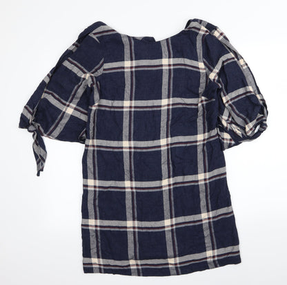 New Look Womens Blue Check  Fit & Flare  Size 10