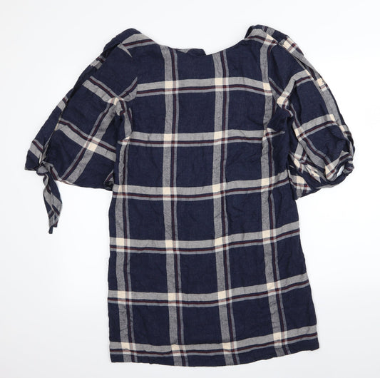 New Look Womens Blue Check  Fit & Flare  Size 10