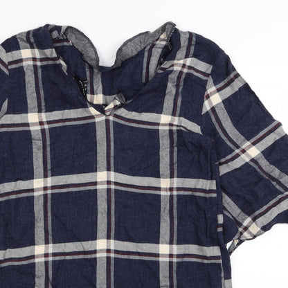 New Look Womens Blue Check  Fit & Flare  Size 10