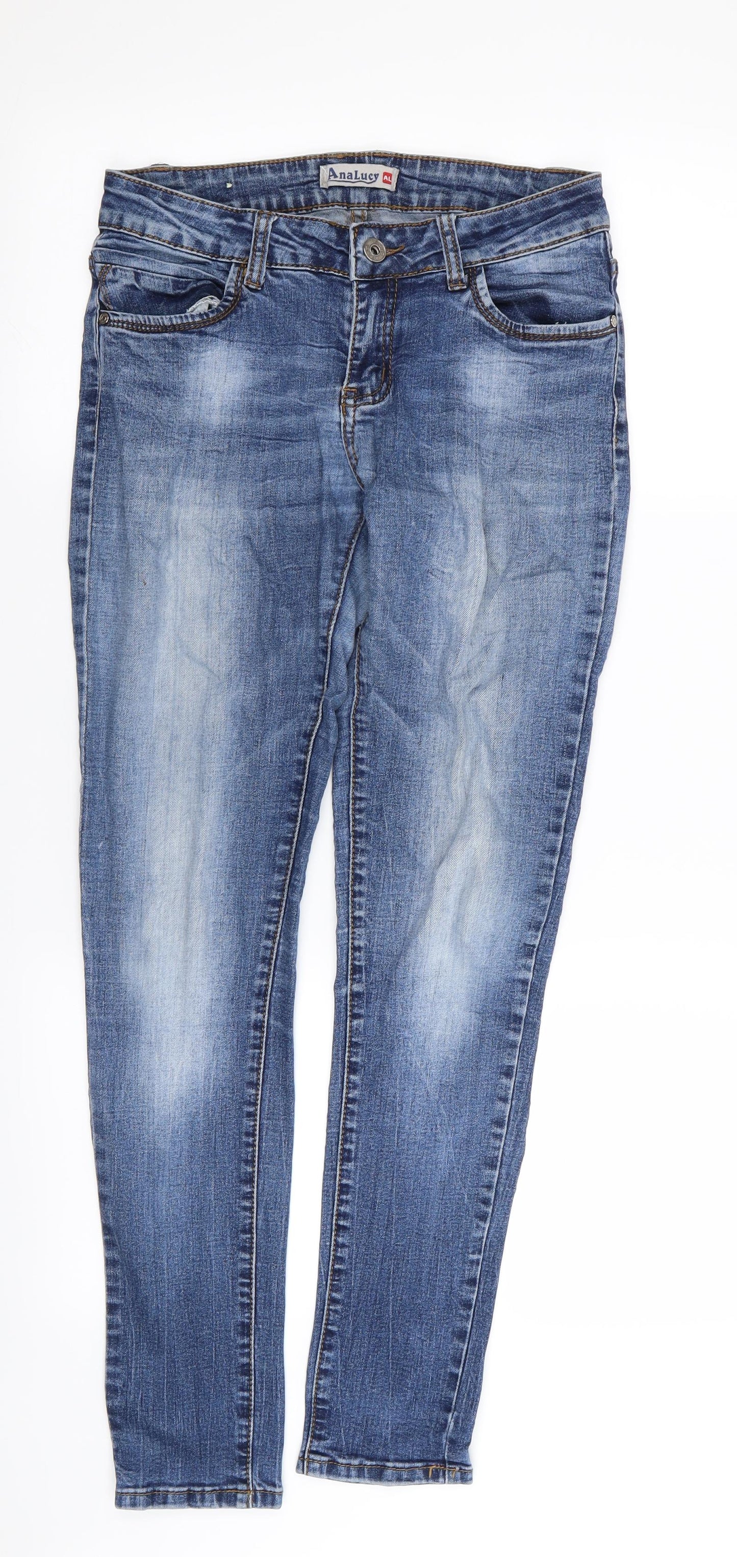 analucy Womens Blue   Skinny Jeans Size S L29 in