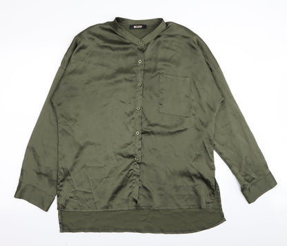 Womens UK Size 12 Misspap Green Basic Button-Up