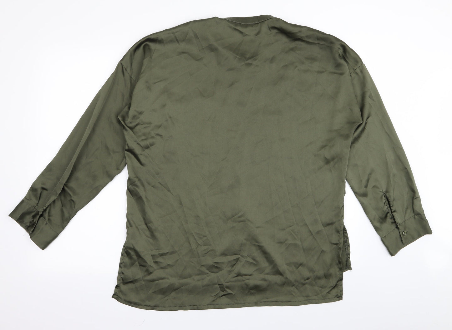 Womens UK Size 12 Misspap Green Basic Button-Up