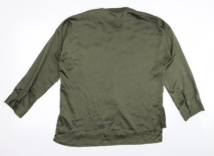 Womens UK Size 12 Misspap Green Basic Button-Up