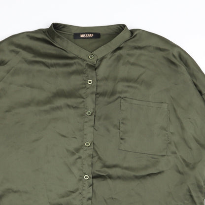 Womens UK Size 12 Misspap Green Basic Button-Up